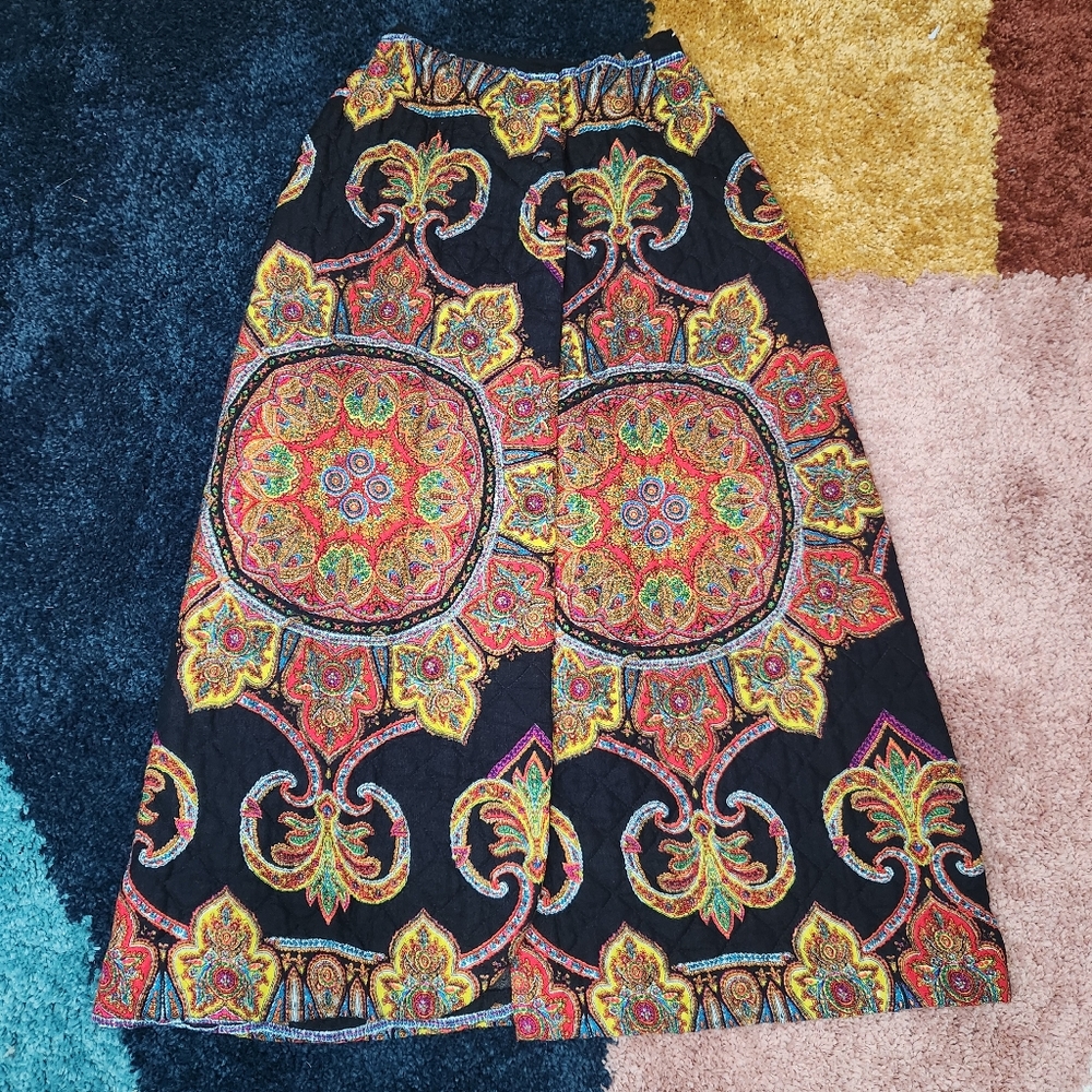 Encore Encore Encore Vintage 70s Psychedelic Colorful Paisley Quilt Wrap Skirt